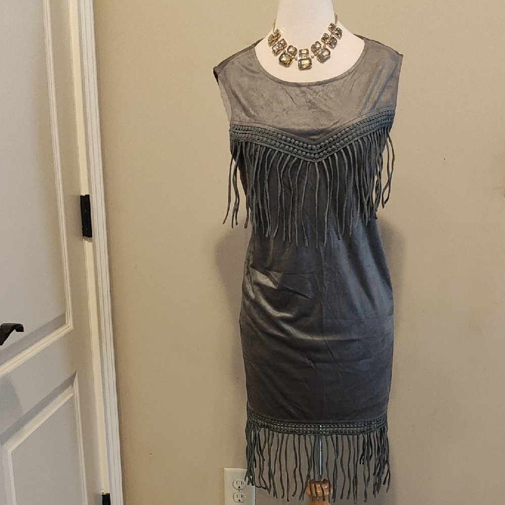Elegant Gray Fringe Dress